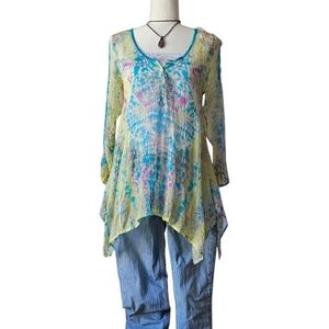 Juliet Dunn London 100% Silk Asymmetrical Flowy Top| Size 1